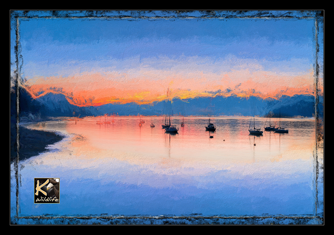 sunrise water framed